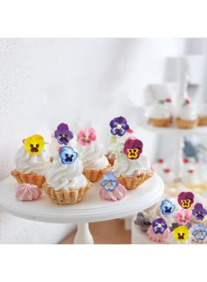 fantasize 60 PCS Edible Pansy Cake Decorations, Edible Flowers for Cake, Edibles Flowers for Cakes, Cake Decoration, Edible Wafer Flowers for Cakes Decoration, Weddings, Baby Showers - Image 4